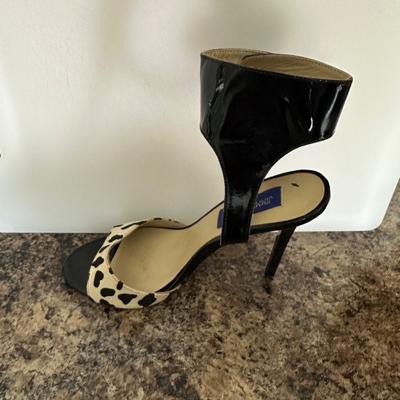 RARE Jimmy Choo x H&M sandals heels Size 38 - Black ankle cuff, dalmatian print - Picture 7 of 10